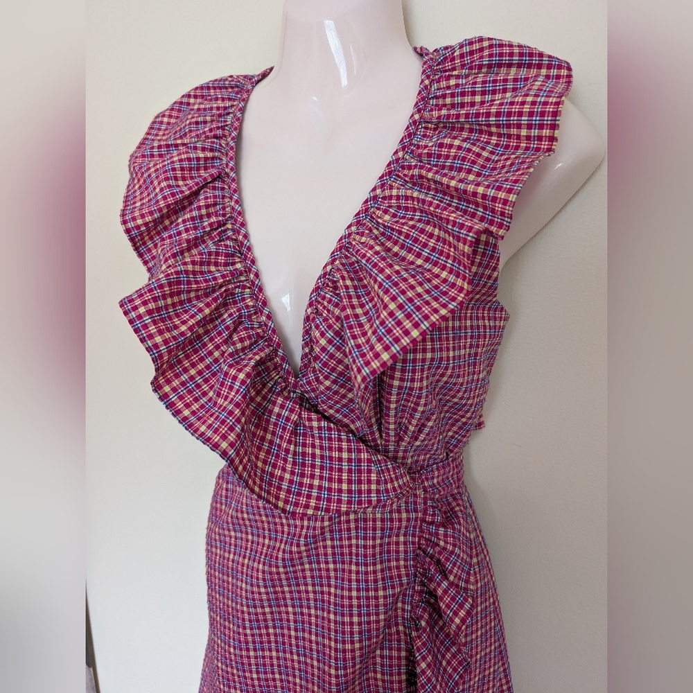 MISA Los Angeles Stella dress in gingham Plaid Medium - Picture 11 of 15